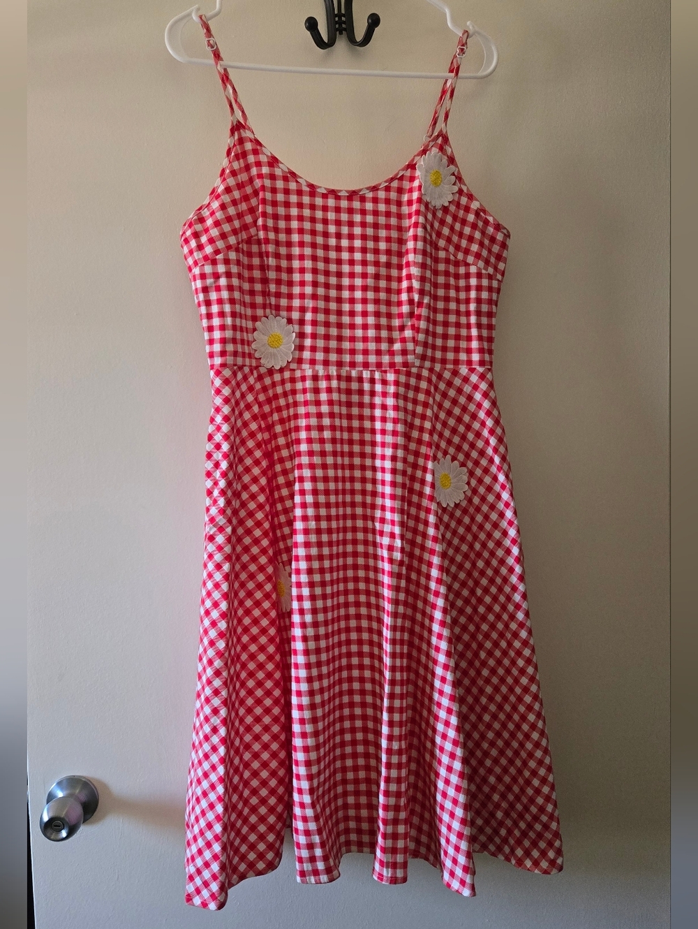 Voodoo Vixen Gingham Floral Flare Dress - Picture 4 of 7